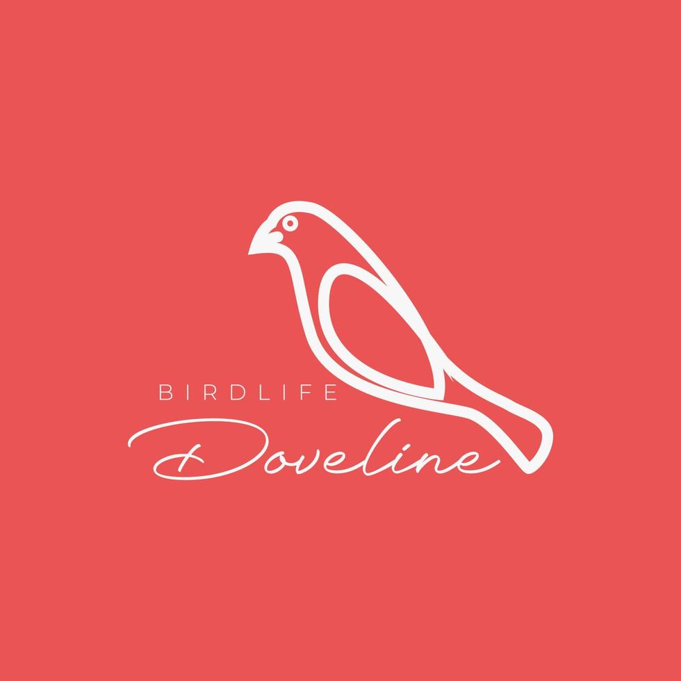 feminine beauty bird dove pigeon line art simple logo design vector