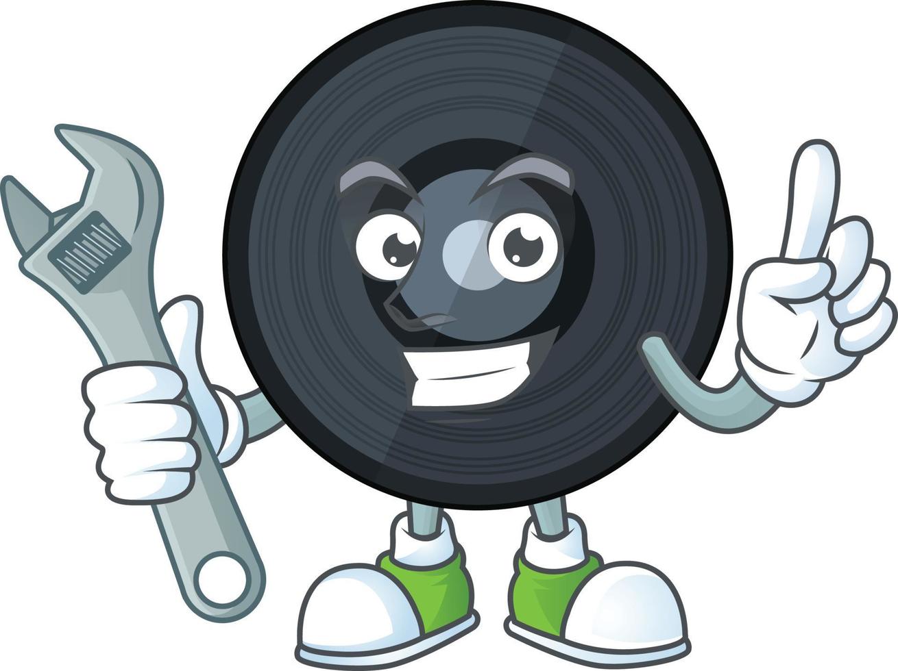 Cartoon character of music viynl disc vector