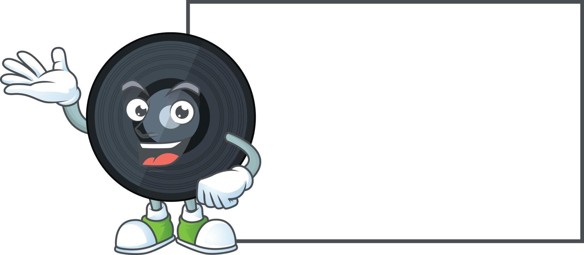 Cartoon character of music viynl disc vector