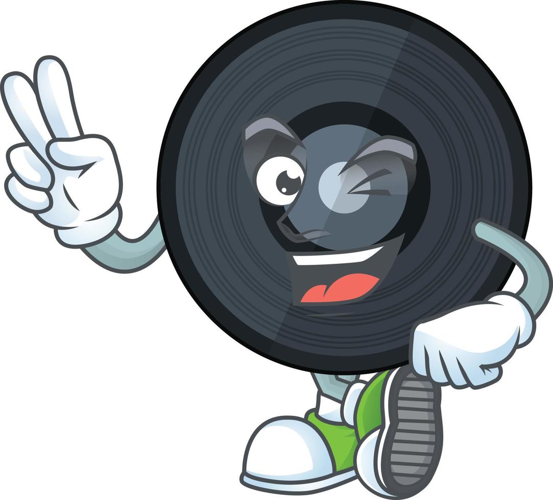 Cartoon character of music viynl disc vector