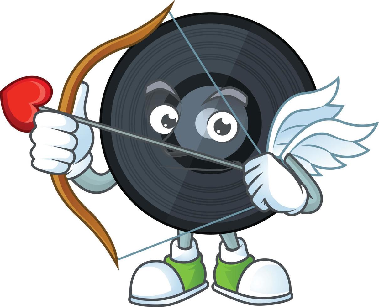 Cartoon character of music viynl disc vector