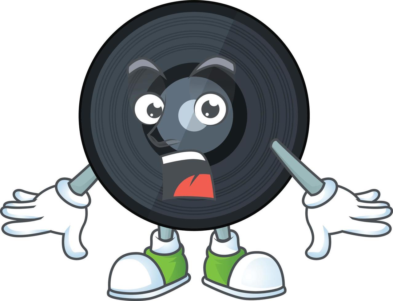 Cartoon character of music viynl disc vector