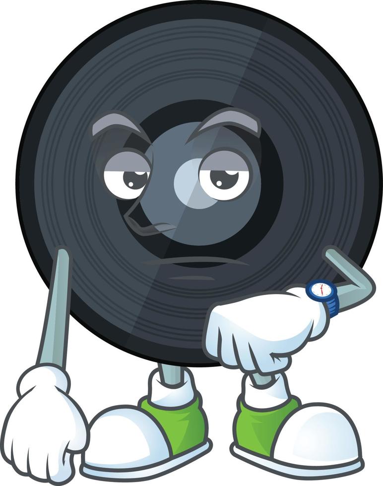 Cartoon character of music viynl disc vector