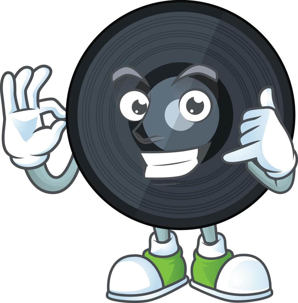 Cartoon character of music viynl disc vector