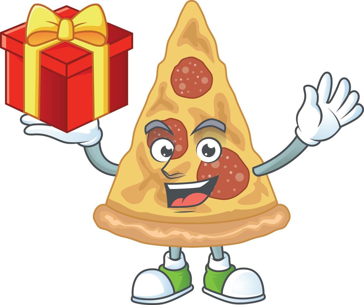 Cartoon character of slice of pizza vector