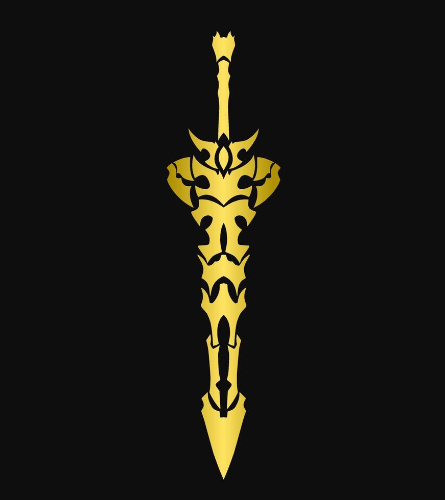 illustration vector graphic of tribal art sword golden color