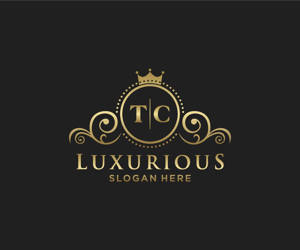 Initial TC Letter Royal Luxury Logo template in vector art for Restaurant, Royalty, Boutique, Cafe, Hotel, Heraldic, Jewelry, Fashion and other vector illustration.t