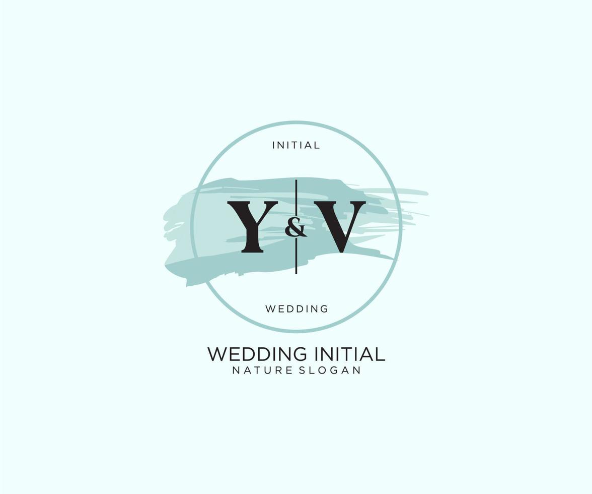 Initial YV Letter Beauty vector initial logo, handwriting logo of initial signature, wedding, fashion, jewerly, boutique, floral and botanical with creative template for any company or business.
