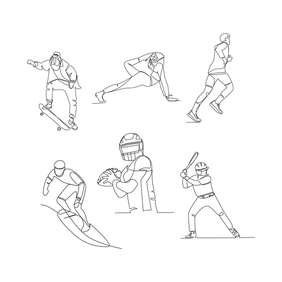 Sportsman vector illustration drawn in line art style