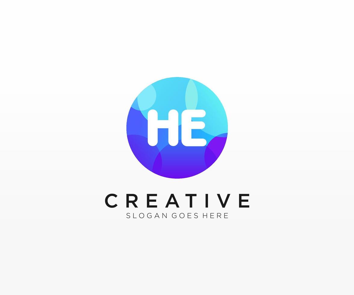 HE initial logo With Colorful Circle template vector. vector