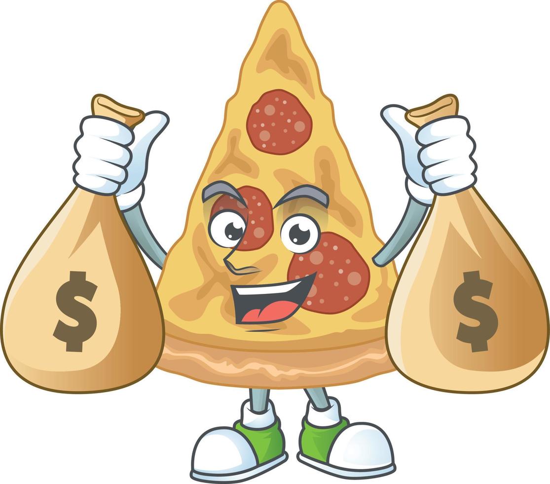 Cartoon character of slice of pizza vector
