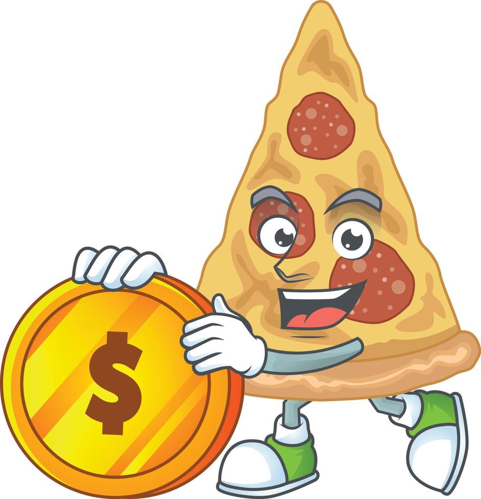 Cartoon character of slice of pizza vector