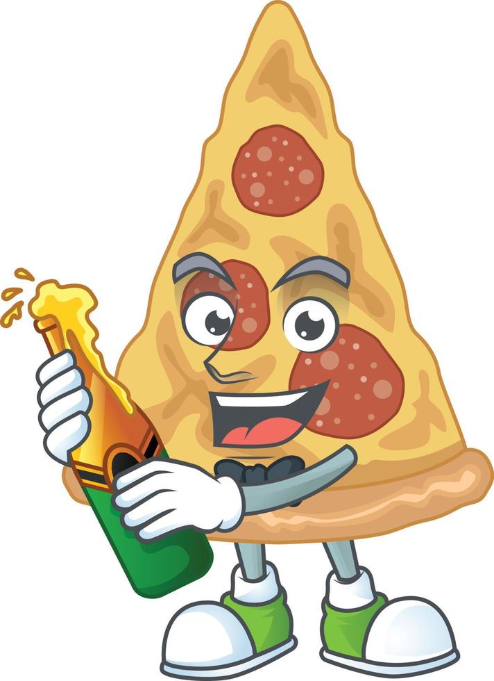 Cartoon character of slice of pizza vector