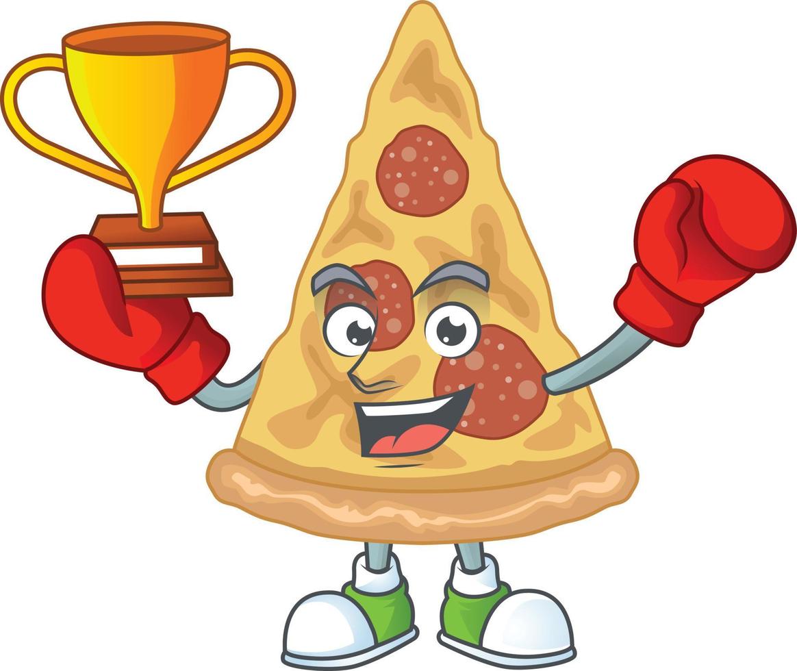 Cartoon character of slice of pizza vector