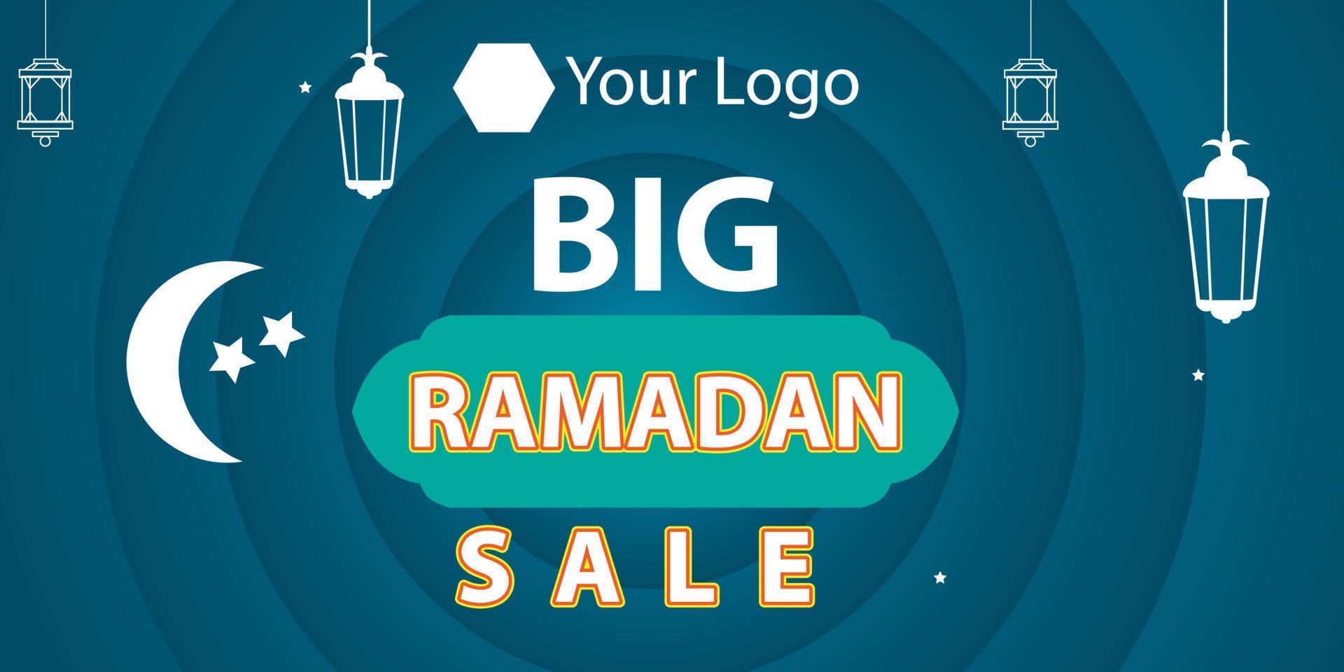 Ramadan Kareem Mega Sale Banner, Islamic Ornament Lantern, Decoration gold and modern Background with empty space for photo vector
