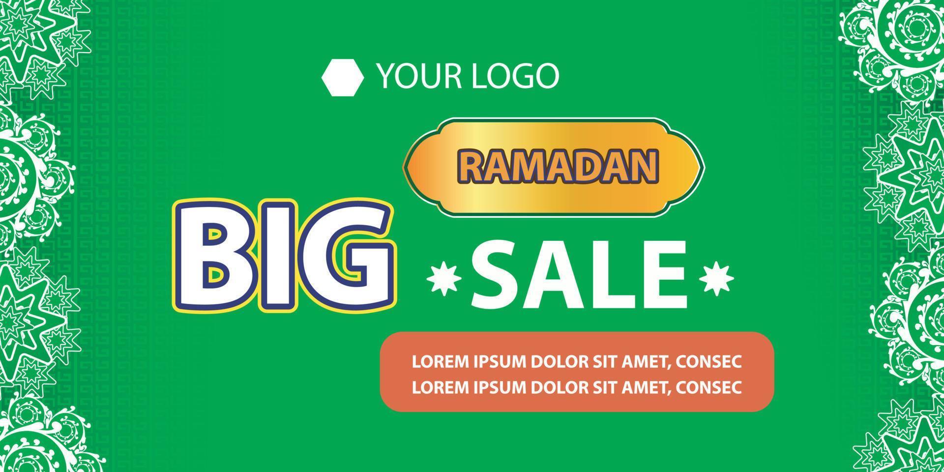 Ramadan Kareem Mega Sale Banner, Islamic Ornament Lantern, Decoration gold and modern Background with empty space for photo vector