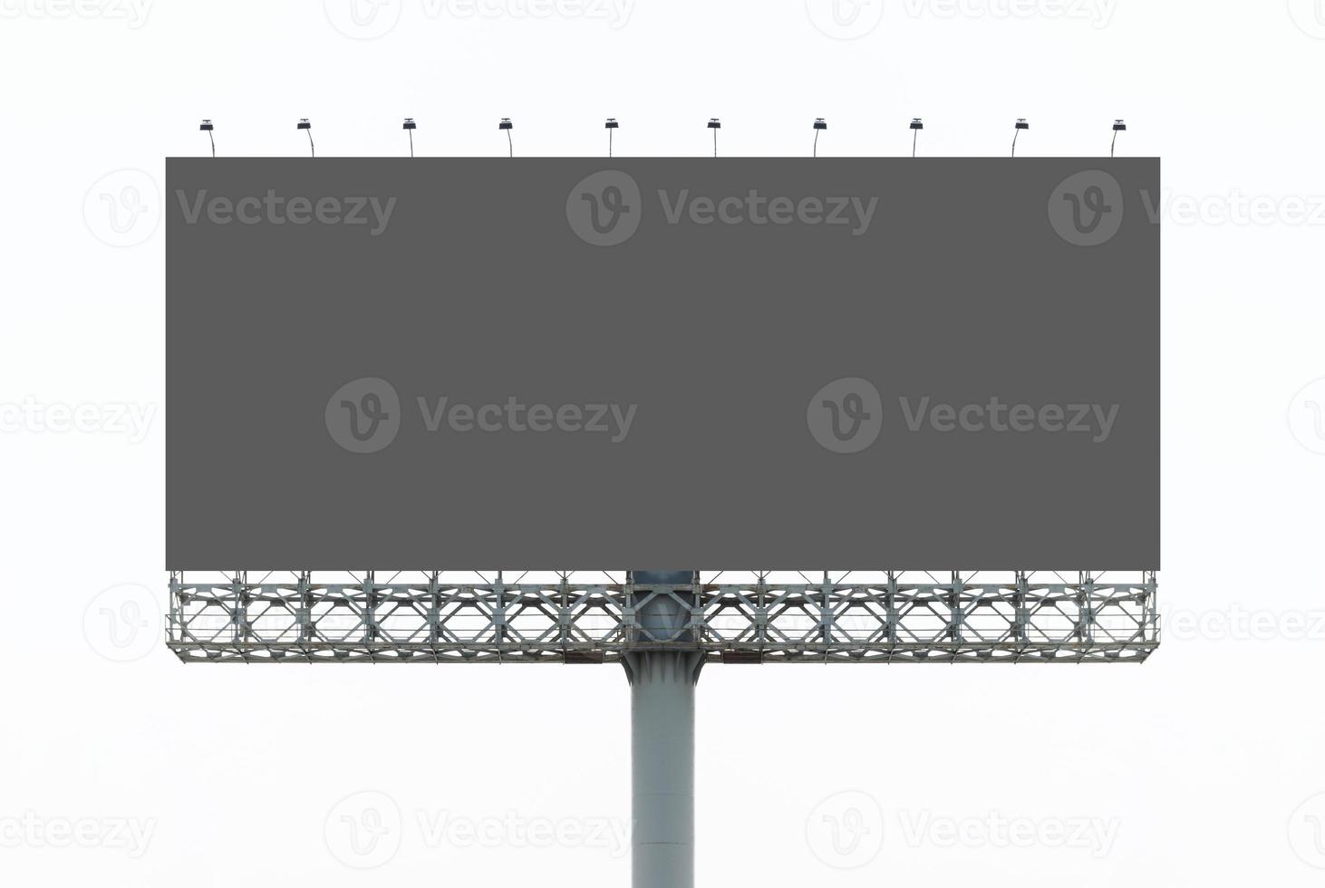 Outdoor pole billboard on white background with mock up gray screen and clipping path photo