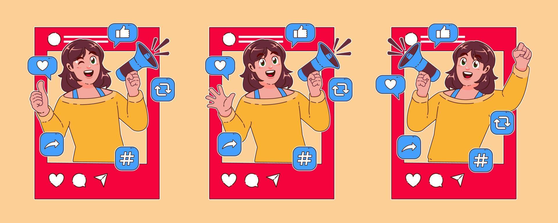 digital marketing, social media influencer concept vector