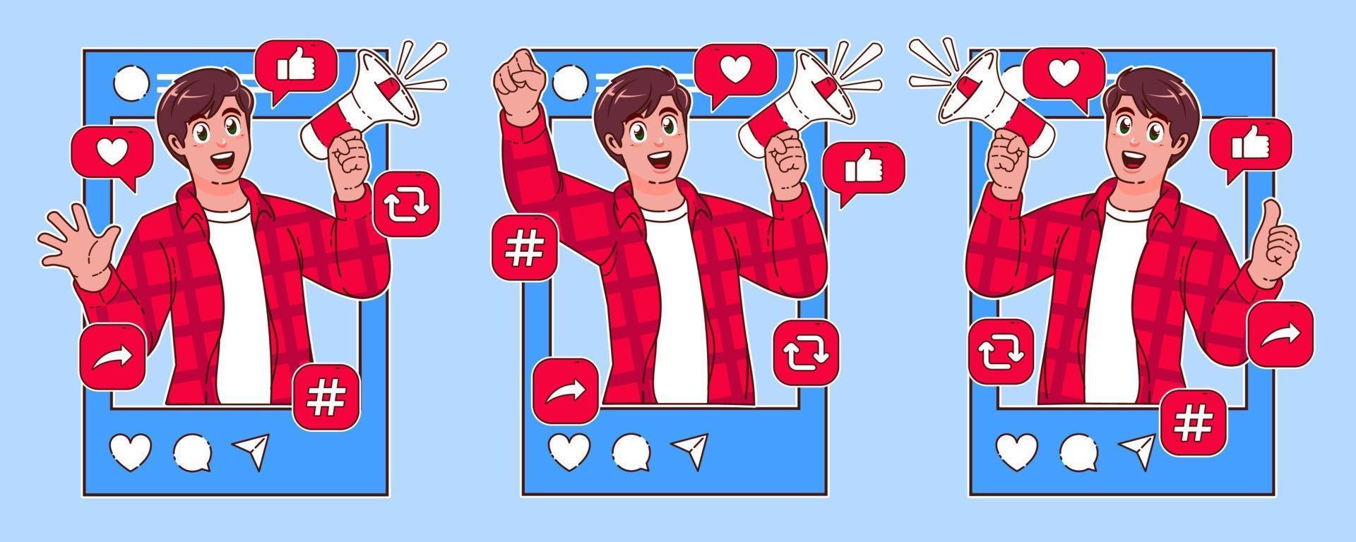 digital marketing, social media influencer concept vector