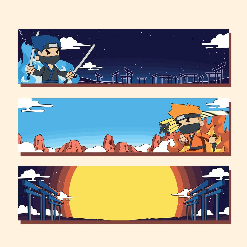 Ninja Cartoon Banner vector