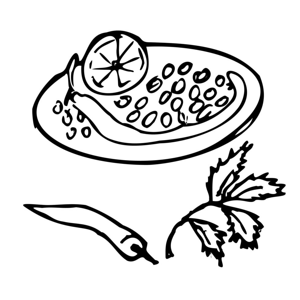 Baking tea sweets. Doodle illustration for the menu. Cakes, cookies, tea, coffee, bread, toast. vector