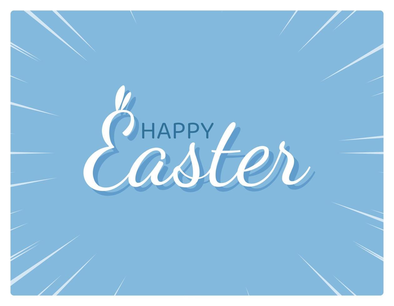 Happy Easter banner. Trendy Easter design with typography on blue backdrop. Modern minimal style. Horizontal poster, greeting card, banner. Vector illustration