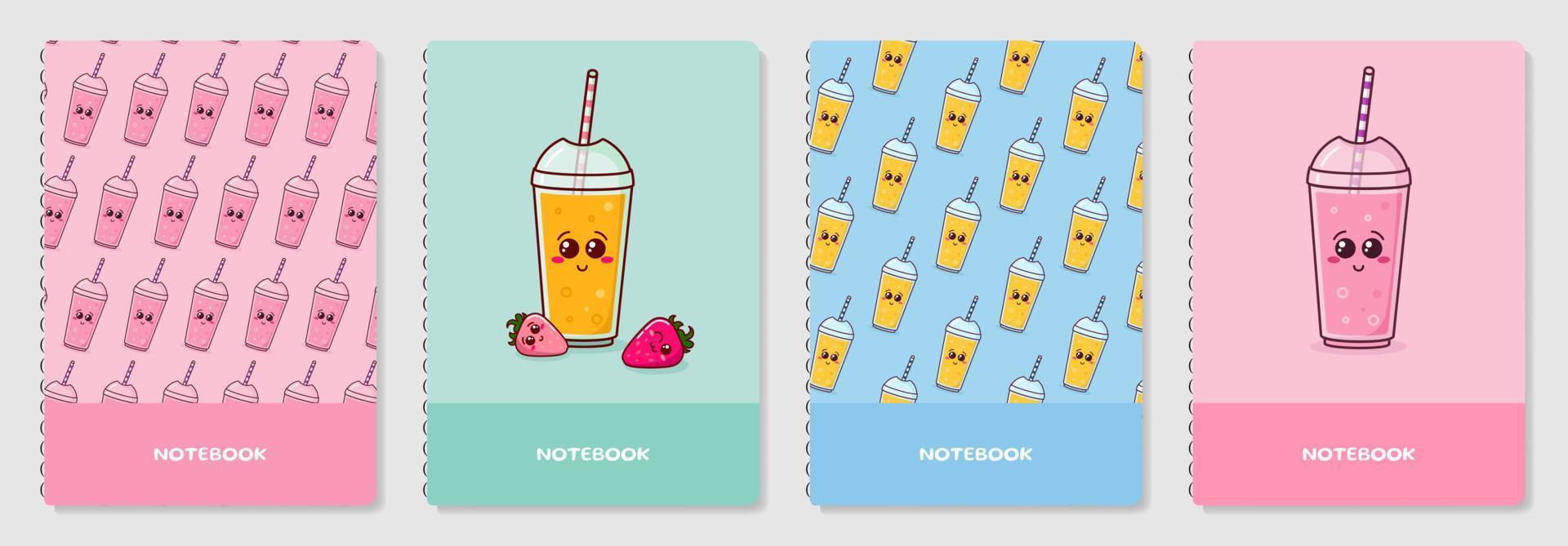 Cover page templates. Vector Cartoon fresh cocktails prints. Applicable patterns and illustrations for notebooks, planners, brochures, books, catalogs etc.
