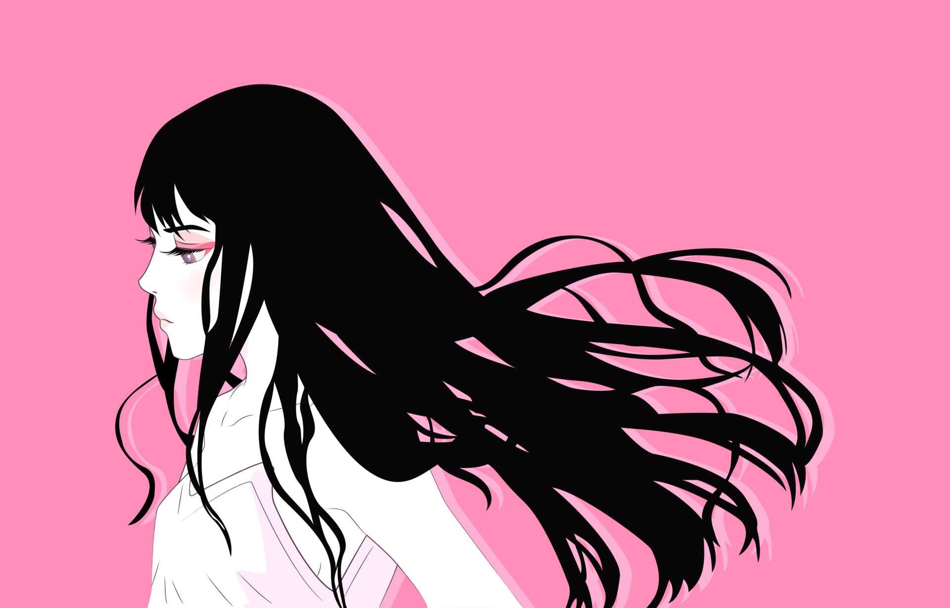 Premium Vector  Vector anime girl. girl in profile, with long black hair.  vector illustration.