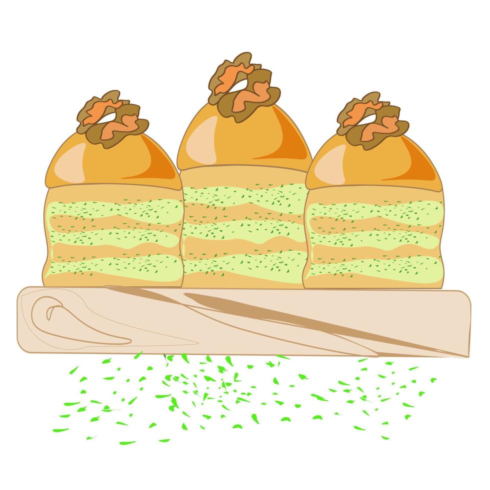 Dessert Cakes Pastries tea sweets oriental. Doodle illustration for the menu. vector