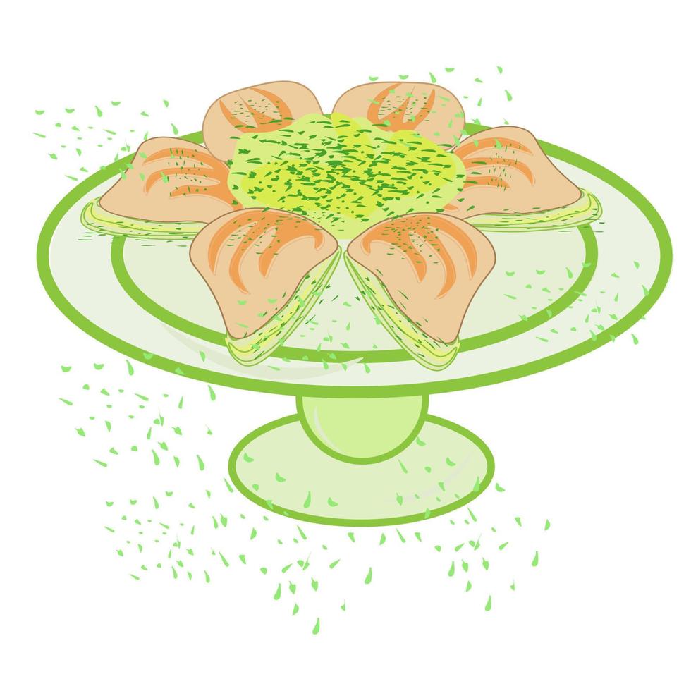 Dessert Cakes Pastries tea sweets oriental. Doodle illustration for the menu. vector