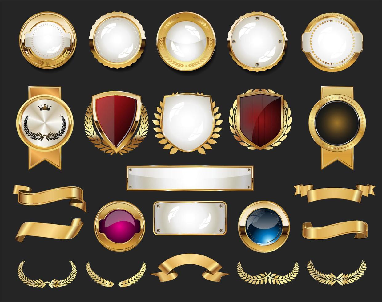 Collection of vintage retro premium quality golden badges and labels vector