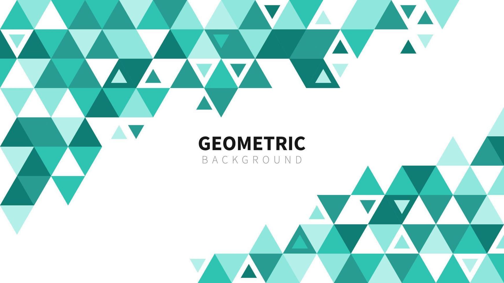 Template with a colorful green gradient triangular pattern on each corner position with a space. Modern monochrome geometric background for business or corporate presentation. Vector illustration