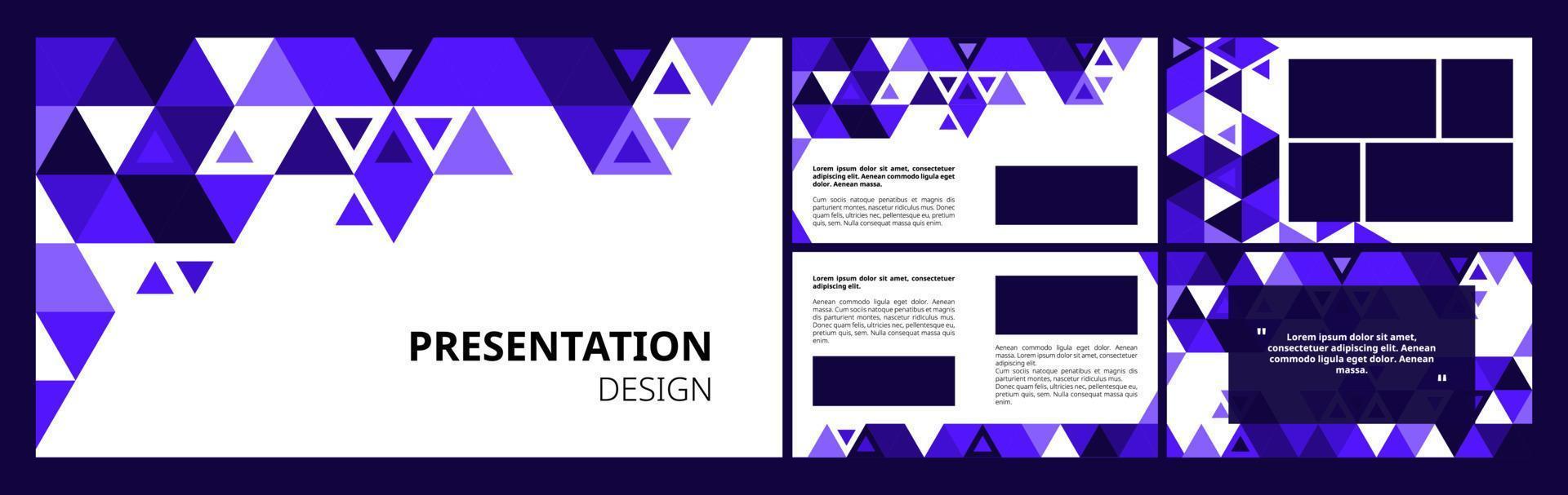 Set of modern presentation templates. Presentation design, portfolio vector layout with geometric colorful trendy triangle geometric shapes. Slide page, flyer, website, company profile
