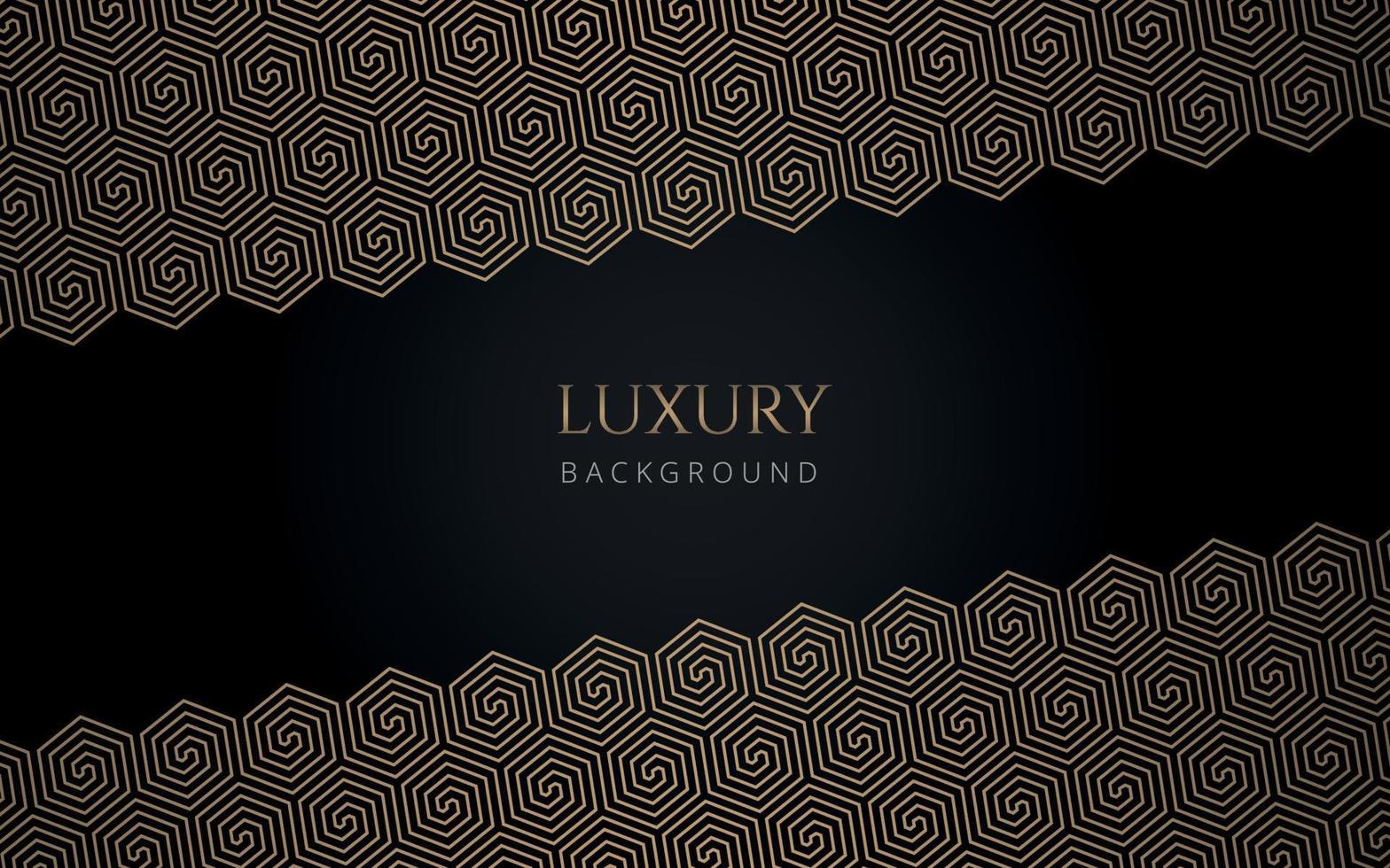 Luxury abstract black and gold hexagon pattern. Formal premium background template useful for invitation design, gift card, voucher, gift coupon, VIP invitation. Elegant geometric hexagonal backdrop. vector