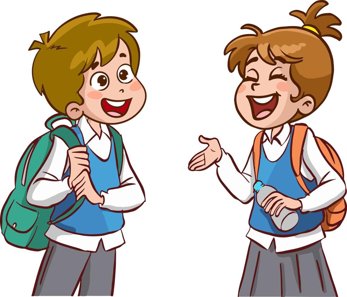 students talking to each other at school cartoon vector