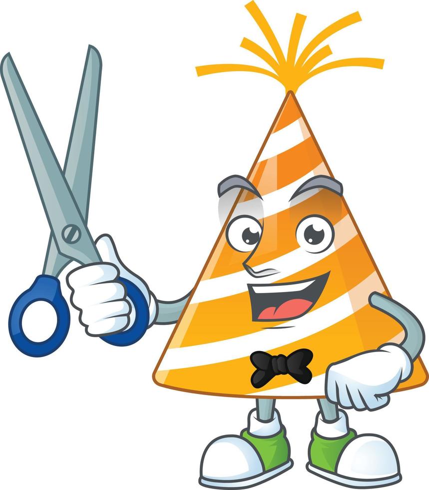 Cartoon character of yellow party hat vector