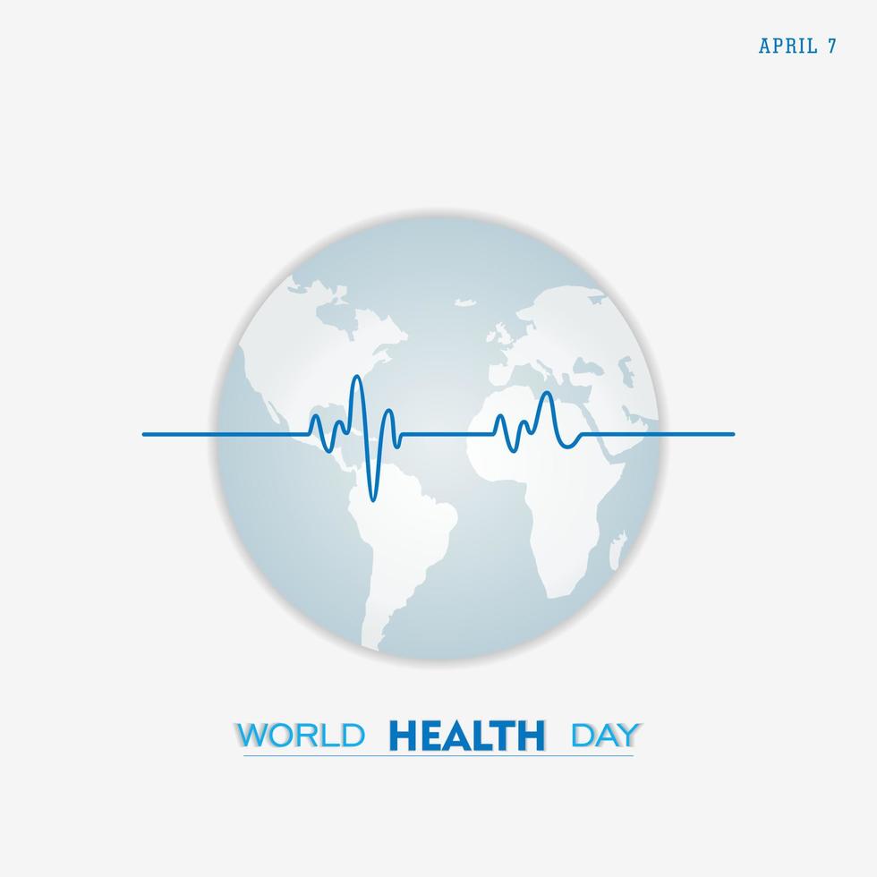 mundo salud día. mundo salud día concepto texto diseño con médico estetoscopio. vector