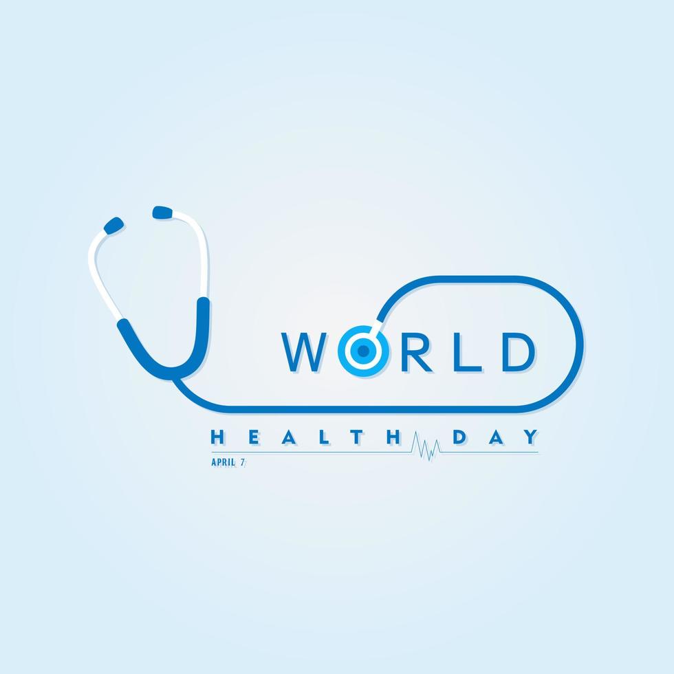 World Health Day. World health day concept text design with doctor stethoscope. vector