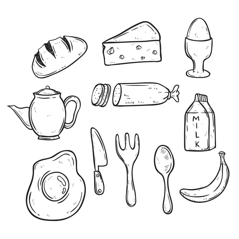 breakfast or lunch collection with sketch style vector