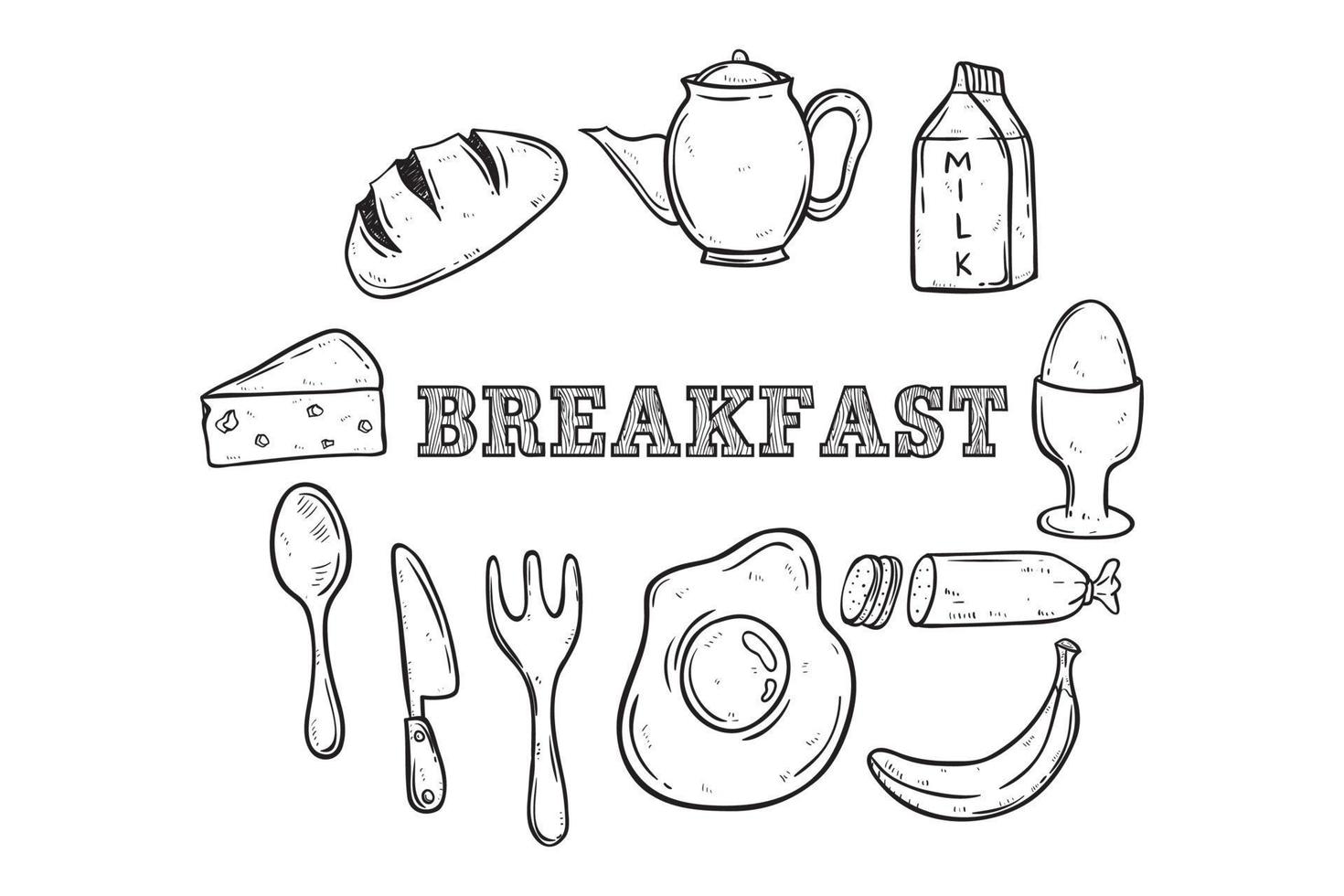 breakfast or lunch collection with sketch style vector