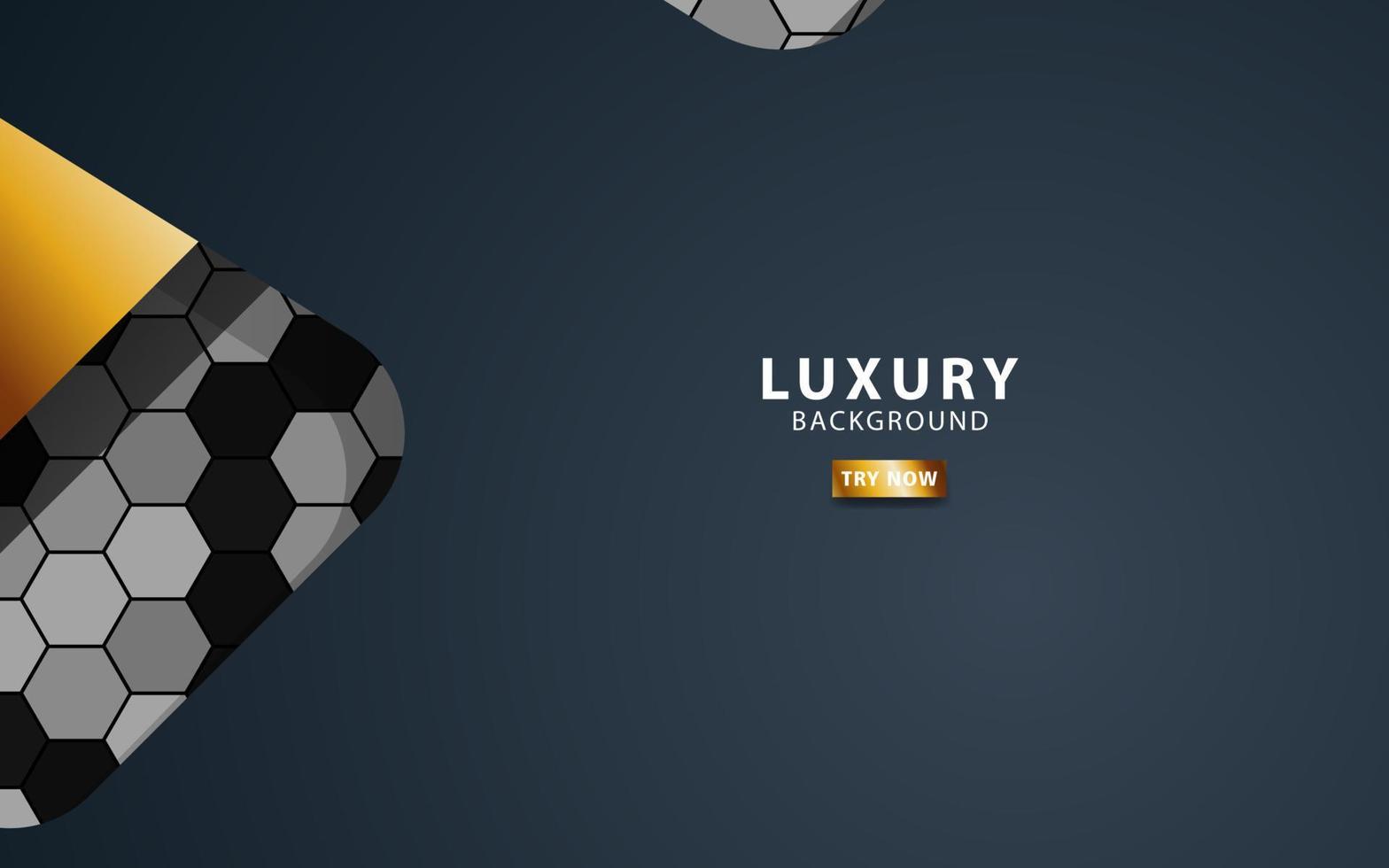 Luxury premium black and gold overlap layers background banner design. Realistic golden light effect on textured hexagon background. vector