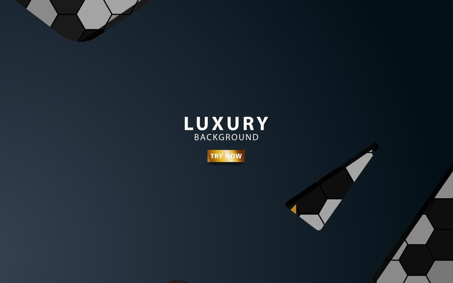 Luxury premium black and gold overlap layers background banner design. Realistic golden light effect on textured hexagon background. vector