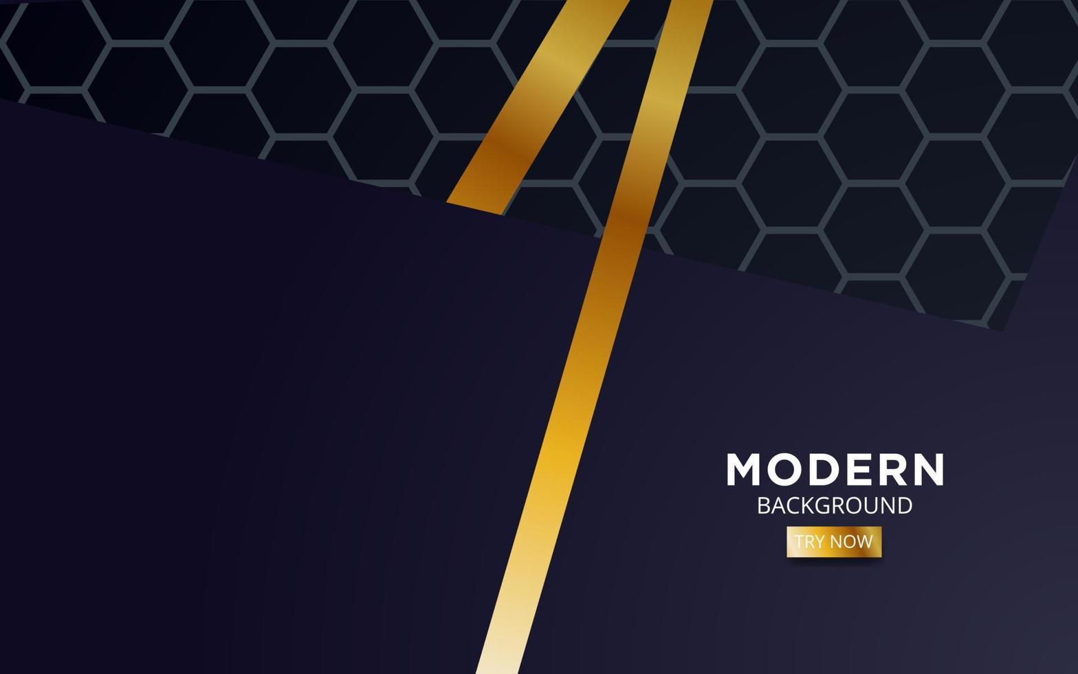 premium dark blue overlap background banner design. Realistic overlap layer on black textured background with golden line. vector