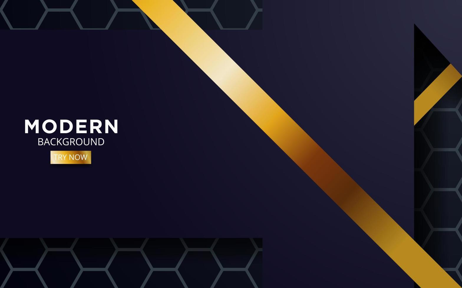 premium dark blue overlap background banner design. Realistic overlap layer on black textured background with golden line. vector