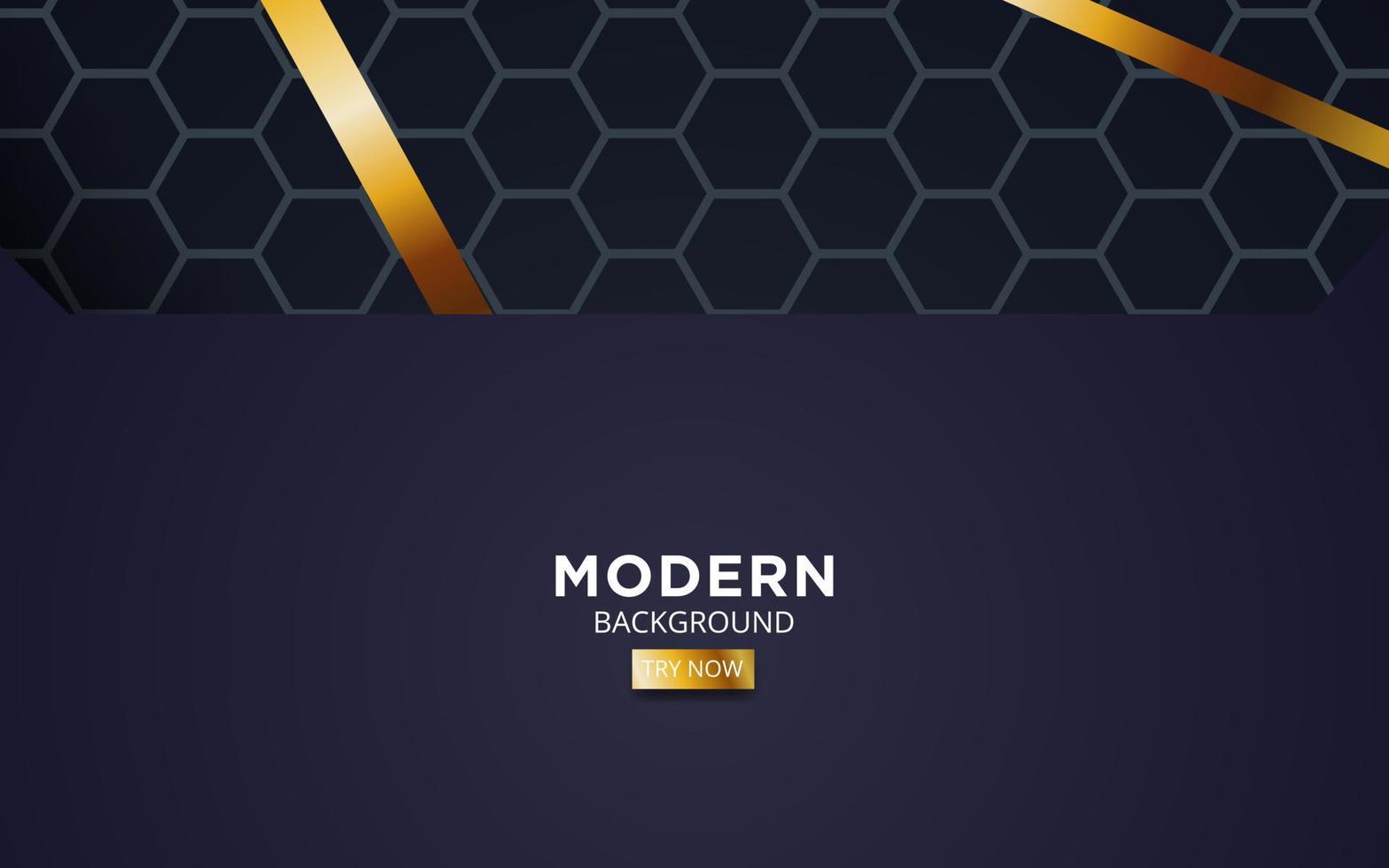 premium dark blue overlap background banner design. Realistic overlap layer on black textured background with golden line. vector