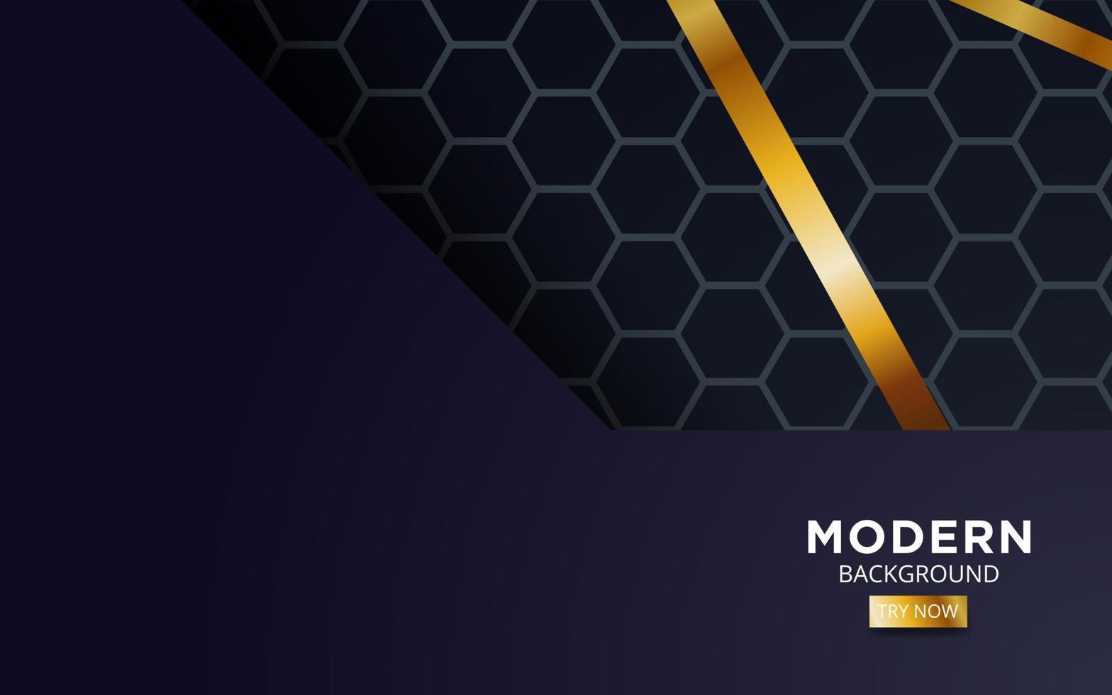 premium dark blue overlap background banner design. Realistic overlap layer on black textured background with golden line. vector