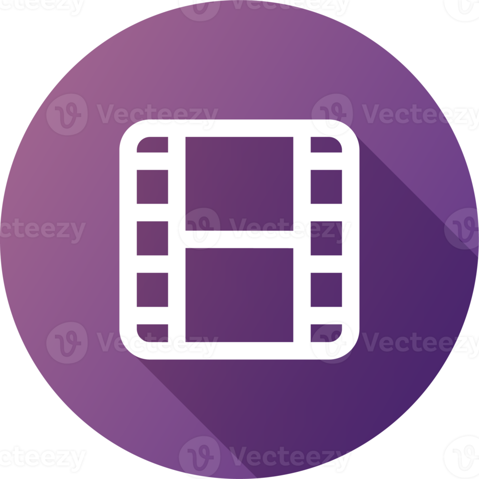 Film icon in flat design style. Film strip signs for multimedia interface. png