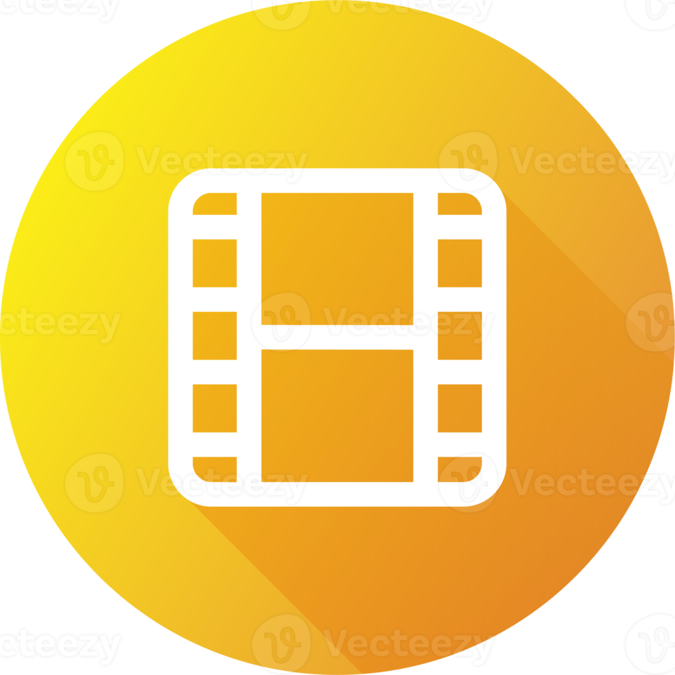 Film icon in flat design style. Film strip signs for multimedia interface. png