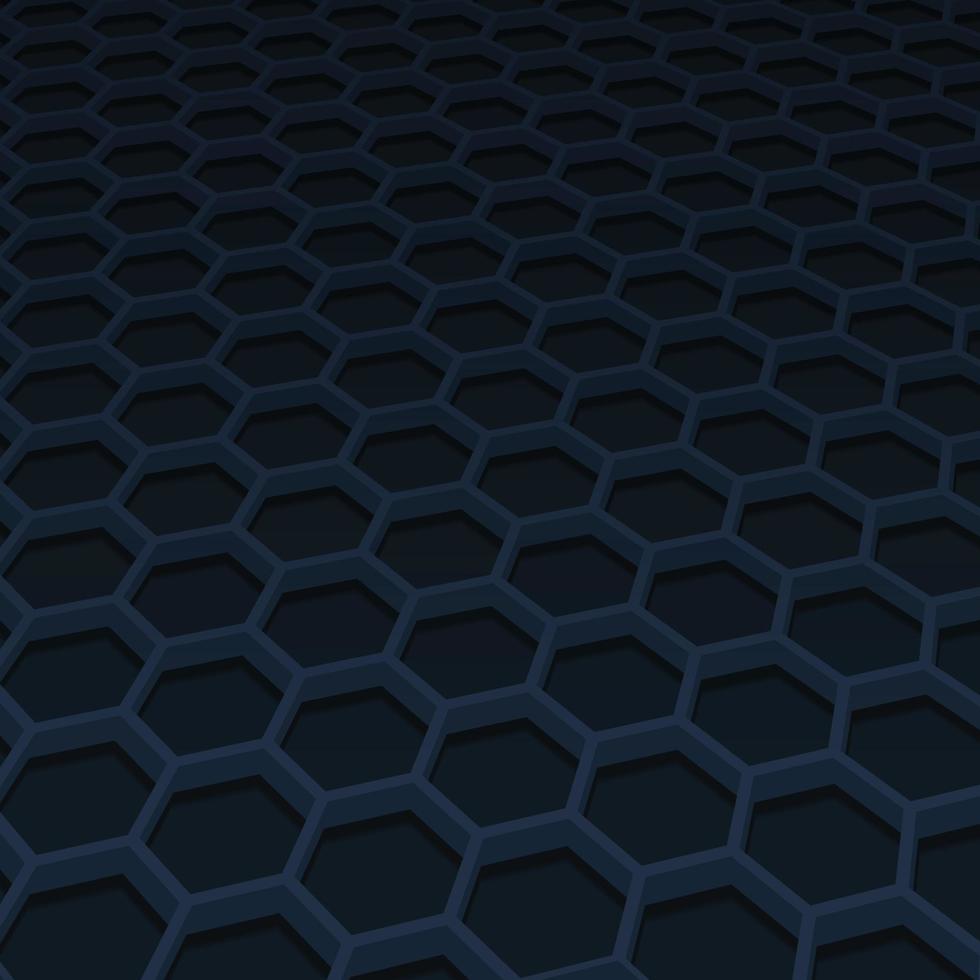 Perspective dark navy hexagonal background. vector