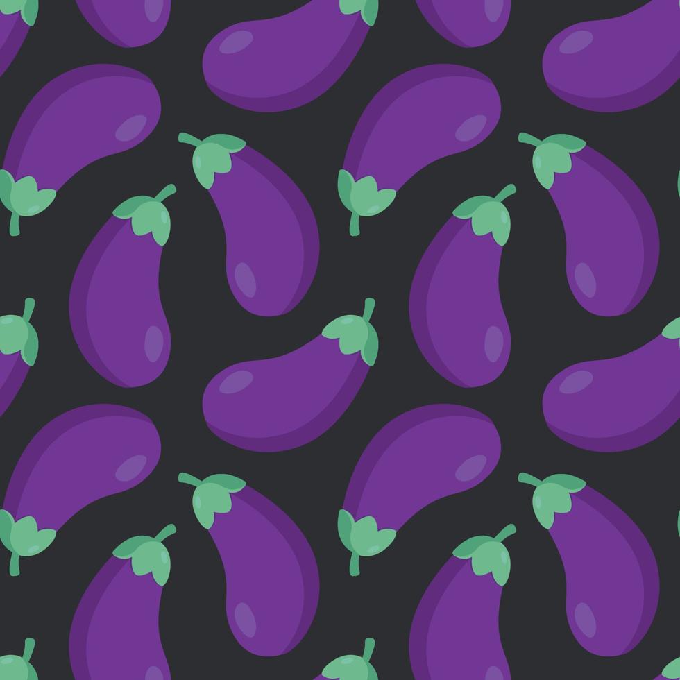 Eggplant in seamless pattern. vector